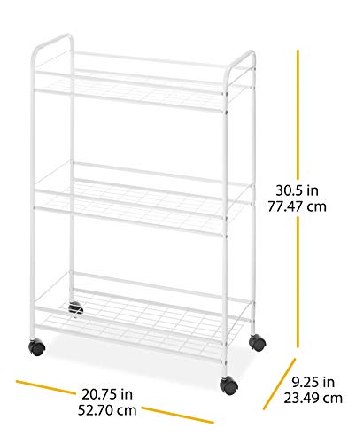 Whitmor Slim Rolling Household Cart - White 30.50 x 9.25 x 20.75 - size: 20.75"L x 9.25"W x 30.5"H