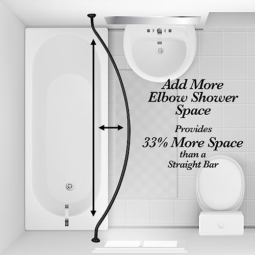 Bath Bliss Curved Shower Rod | Adjustable 42"-72" Inch | Bathroom Shower Curtain and Liner Rod | 33% More Space | Wall Mounted | Easy Installation | Matte Black - color: Matte Black