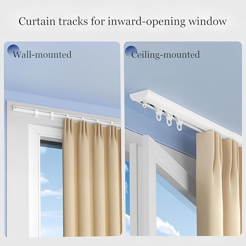 Ultra-Thin Curved Curtain Track Aluminium Ceiling Wall Mount Tracks Sliding Curtain Rail Rod System for Curtains Room Divider Living Room Bedroom Shower RV(White-A,75cm/2.46ft) - color: White-a, size: 75cm/2.46ft