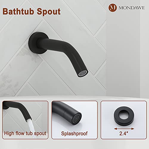 MONDAWE 9 Inch Wall Mounted Shower Faucet Set with Tub Spout in Matte Black, Rainfall Shower Head with 3-Setting Handheld Spray Shower Combo, High Pressure Shower System with Solid Brass Valve - color: Matte Black, style: 9 IN - With Tub Spout