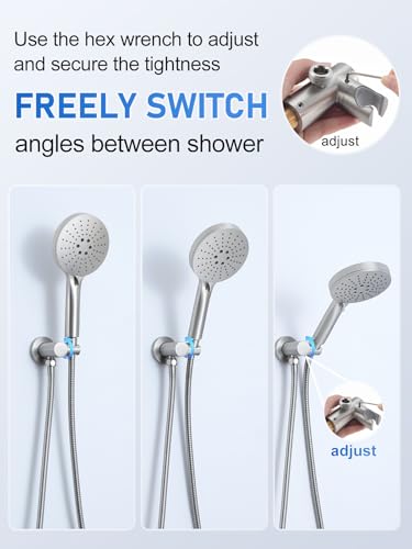 Woindo Shower Faucet Set 10" Rain Shower Head/8'' Side Shower Head and 3 Setting Handheld Ceiling Mount 3 Push Button Diverter Complete Rainfall Round Shower System Included Valve Trim Kit - color: Brushed Nickel, style: 10"-R-Ceiling-02