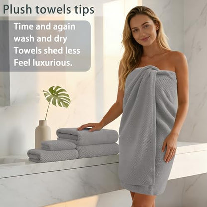 VOOVA & MOVAS 3PC Towel Set, 100% Cotton, Gray | 1 Large Bath 30x56 In, 1 Hand 18x28 In, 1 Wash Cloth 13x13 In, Quick Dry, Soft, Thick, Bathroom Essentials - color: Gray, size: 3 PC Bathroom Towel Set
