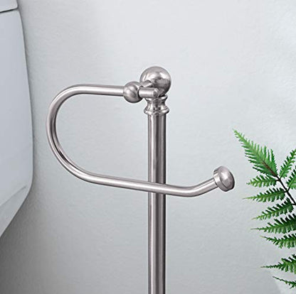 SunnyPoint Classic Bathroom Free Standing Toilet Tissue Paper Roll Holder Stand - color: Brush Chrome