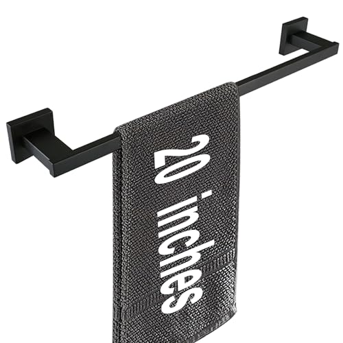 LANC Black Towel Bar for Bathroom Wall Mounted, Matte Black 20-Inch Bath Towel Rack, SUS304 Stainless Steel Towel Rod for Modern Bathroom Home Decor Towel Holder Towel Hanger, A9010MB-L5 - color: Matte Black, size: 20"