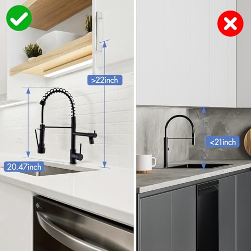 AIMADI Kitchen Faucet,Black Kitchen Faucet,Commercial Pull Down Sprayer | Single Handle Single Hole Spring Kitchen Sink Faucet,Matte Black - color: Matte Black, style: with LED Sprayer