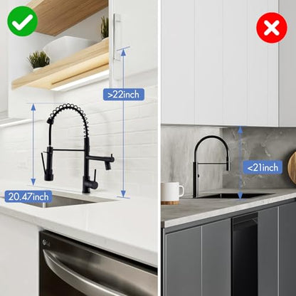AIMADI Kitchen Faucet,Black Kitchen Faucet,Commercial Pull Down Sprayer | Single Handle Single Hole Spring Kitchen Sink Faucet,Matte Black - color: Matte Black, style: with LED Sprayer