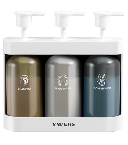 Shampoo and Conditioner Dispenser Shower Soap Dispenser 3 Chamber No Drill Shampoo Dispense for Shower Wall Mounted Shower Shampoo Dispenser 3 Chamber for Bathroom Hotel 3 * 13.37 fl.oz White - color: White-3