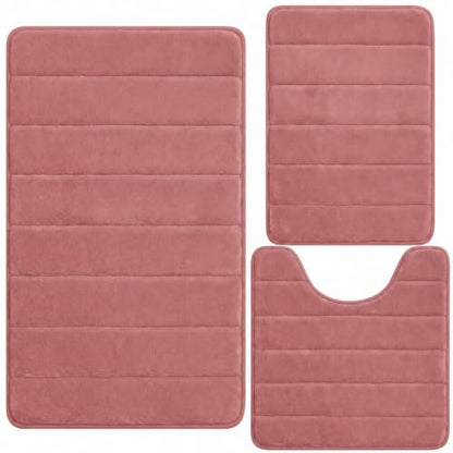 Memory Foam Bathroom Rugs Sets 3 Piece Dusty Rose - color: Dusty Rose