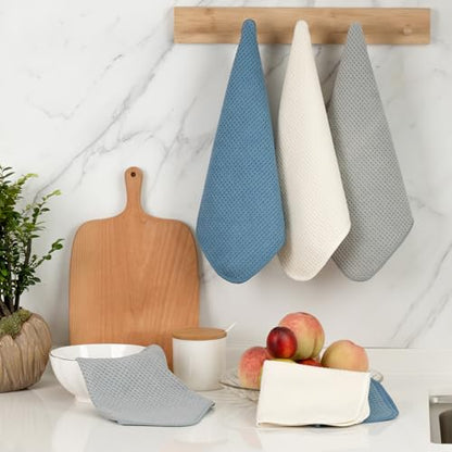 MICROFI New Microfiber Kitchen and Dish Cloths, Waffle Weave, 12 x 12 inches, Set of 6