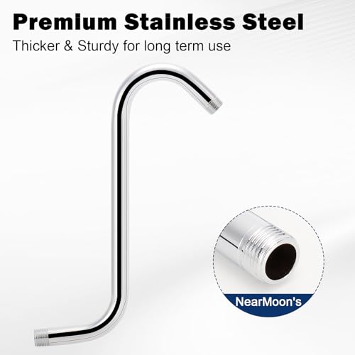 NearMoon S Shaped Shower Head Riser Arm, Shower Extender Arm with Flange, Standard 1/2" Connection- Bathroom Accessory (12 Inch, Chrome) - color: Chrome, style: 12 Inch