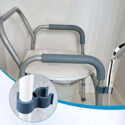 2 Pack Shower Hose Holder for Shower Chair, Bath Seat Bracket Attachment, Universal Hose Clip for Transfer Bench, Tub Stool, Elderly Disabled Bathing Aid - color: Bluegray