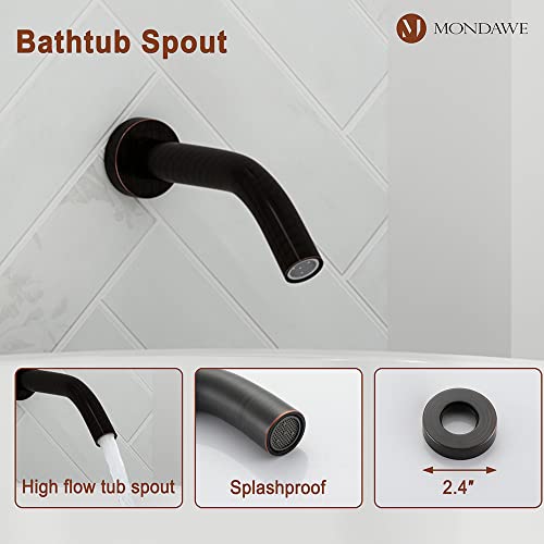 MONDAWE 9 Inch Wall Mounted Shower Faucet Set with Tub Spout in Oil Rubbed Bronze, Rainfall Shower Head with 3-Setting Handheld Spray Shower Combo, High Pressure Shower System with Solid Brass Valve - color: Oil Rubbed Bronze, style: 9 IN - With Tub Spout