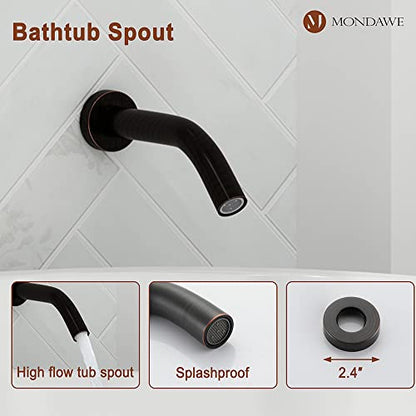 MONDAWE 9 Inch Wall Mounted Shower Faucet Set with Tub Spout in Oil Rubbed Bronze, Rainfall Shower Head with 3-Setting Handheld Spray Shower Combo, High Pressure Shower System with Solid Brass Valve - color: Oil Rubbed Bronze, style: 9 IN - With Tub Spout