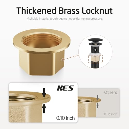KES All Metal Bathroom Sink Drain with Strainer Basket Hair Catcher Anti Clog Pop Up Drain Stopper for Lavatory Vanity Vessel Sink with Overflow, Rustproof 18/8 Stainless Steel Matte Black S2013A-BK - color: Black, style: for sink WITH overflow,1-pack