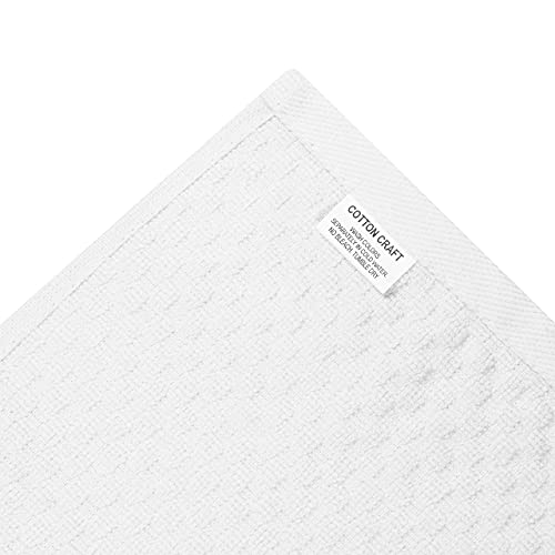 COTTON CRAFT Amazing Kitchen Towels - 8 Pack 100% Cotton Waffle Terry Towel | White - 16x28 inch Euro Café Waffle Weave Dish Towels - Soft Absorbent Quick Dry Low Lint Reusable Pantry Bar Cleaning Cloth - color: White, size: 8 Pack