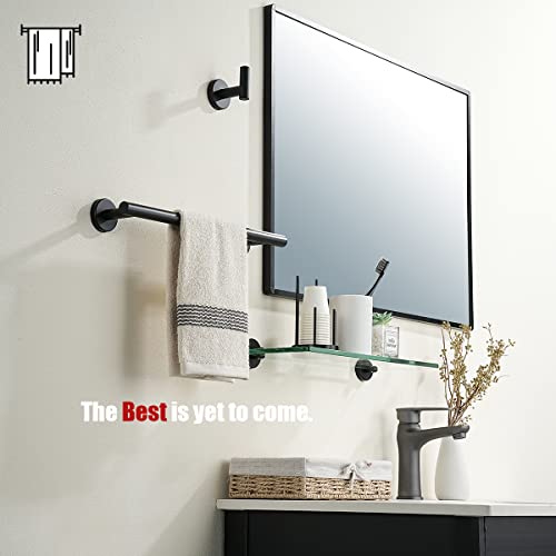JQK Black Towel Bar, 12 Inch 304 Stainless Steel Thicken 0.8mm Hand Towel Rack, Bathroom Towel Holder Matte Black Wall Mount, Total Length 15 Inch TB110L12-PB - color: Black, size: 15 Inch