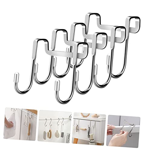 Holibanna 4Pcs Stainless Steel Over the Door Hooks S-Shaped Double Hooks for Kitchen Cabinet Bathroom Towel Organizer 2.95X2.55 Inches
