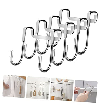 Holibanna 4Pcs Stainless Steel Over the Door Hooks S-Shaped Double Hooks for Kitchen Cabinet Bathroom Towel Organizer 2.95X2.55 Inches