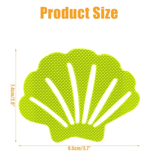 12 Pcs Non Slip Bathtub Stickers Green Adhesive Decals Sea Shell Shape Shower Stickers for Floor, Ladders, Bath Tub, Stairs, Bathroom - color: Green