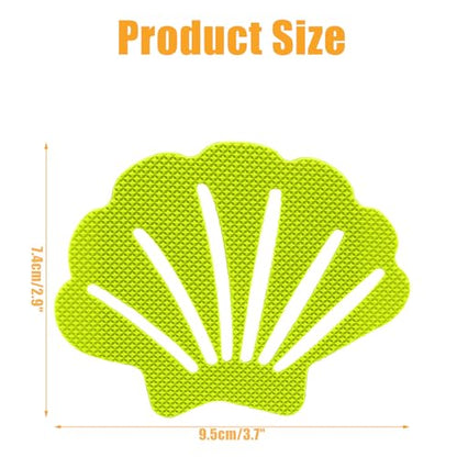 12 Pcs Non Slip Bathtub Stickers Green Adhesive Decals Sea Shell Shape Shower Stickers for Floor, Ladders, Bath Tub, Stairs, Bathroom - color: Green