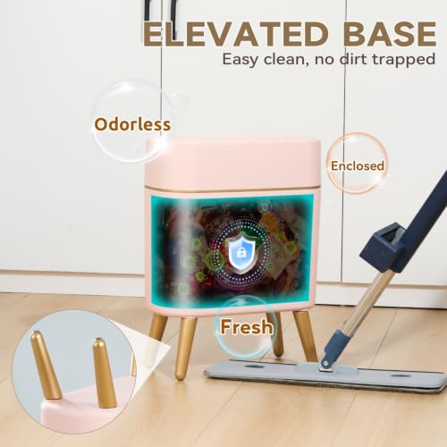Automatic Bathroom Trash Can,Tall Slim Sensor Waste Basket,Pink Gold | 2.6 Gallon Waterproof Motion Sensor Trash Can, Small Garbage bin for Bedroom,Office,Living Room,Kitchen,RV,Restroom,Laundry - color: Pink