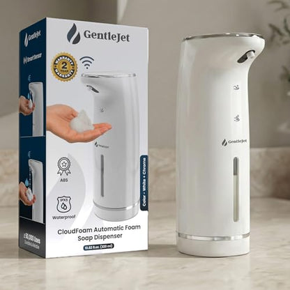 GentleJet Cloudfoam Automatic Foaming Soap Dispenser Touchless Foam Dispenser for Kids & Family, Soft Rich Foam, USB-C Rechargeable, No-Clog Design, IPX5 Waterproof, 320 ml - color: White - Chrom
