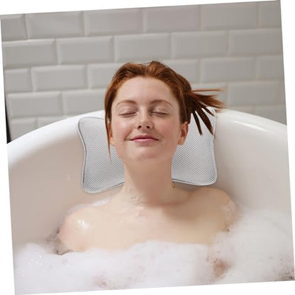 NOLITOY 1pc Non-Slip Bathtub Pillow Suction Cups for Head and Neck Support Comfortable Grey Cushion for Spa and Relaxation Bathtubs Material for Maximum Grip