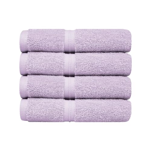 Decorative & Aesthetic Wash Cloths Set of 4 (12" x 12") Hotel Quality, Versatile as, Make Up Towels, Small Hand Towels, Bathroom Washcloths, Face Cloths, Spa Towels -%100 Cotton - Lilac - color: Lilac