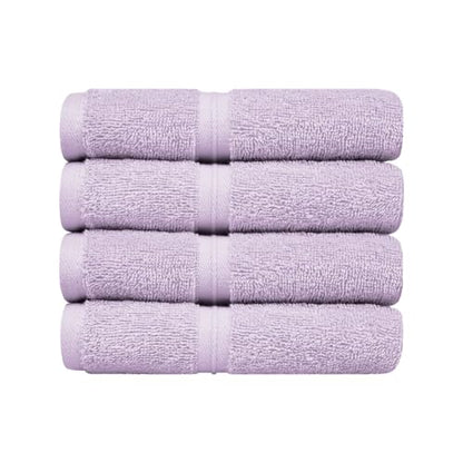 Decorative & Aesthetic Wash Cloths Set of 4 (12" x 12") Hotel Quality, Versatile as, Make Up Towels, Small Hand Towels, Bathroom Washcloths, Face Cloths, Spa Towels -%100 Cotton - Lilac - color: Lilac