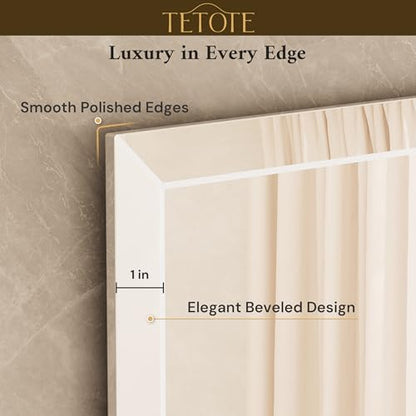 TETOTE 36" x 36" Rectangle Tempered Mirror with Frameless Beveled Edge for Vanity and Bathroom - size: 36"L x 36"W
