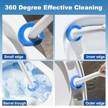 CQT Disposable Toilet Bowl Brush with Toilet Wand 10 Refill Heads, Toilet Bowl Cleaner Wands,Toilet Cleaning System Starter Kit(Wand+10 Refills)
