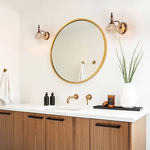 2-Pack 4.7 inch Wall Sconces Brass Bathroom Wall Light Fixtures, Spray Painting Process Modern Durable Vanity Lights for Bathroom Bedroom Living Room - color: Brass, size: 1-Light (2-Pack)