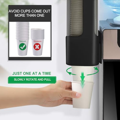 Cup Dispenser, Water Cooler Cup Dispenser for 3oz-5oz Disposable Cups-Black | Bathroom Cup Holder, Plastic Paper Cup Dispenser with Adhesive/Screw Mount for Office, Hospital, Bathroom - color: Black