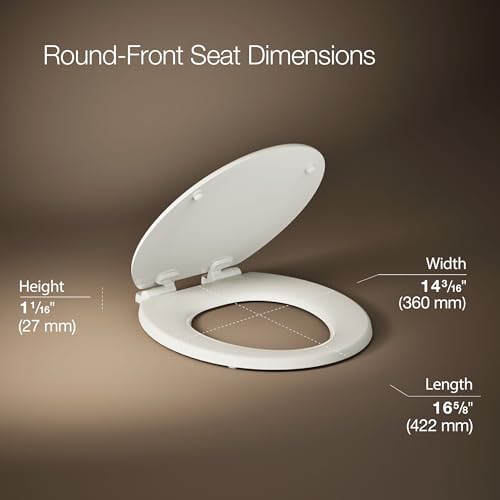 " KOHLER 20455-96 Ridgewood Round Soft Close Toilet Seat, Quiet-Close, Wood Toilet Seat, Home Essentials, Biscuit" - color: Biscuit