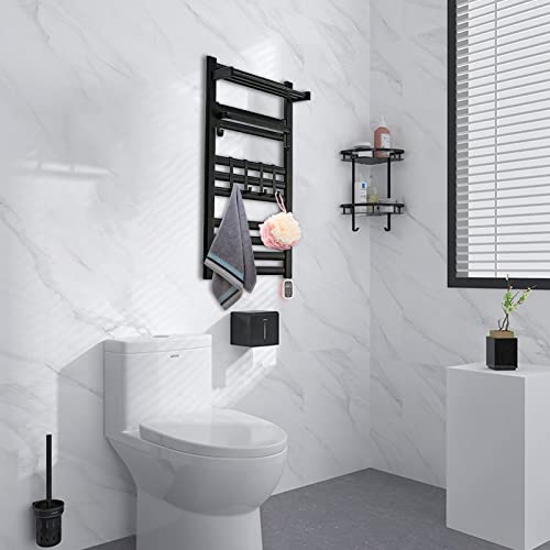 Towel Warmer Wall Mount, Heated Towel Rack with Built-in Timer 12 Bars Electric Matte Black Stainless Steel Heated Towel Warmer for Bathroom, Hot Plug-in Bath Towel Heater Brushed Nickel
