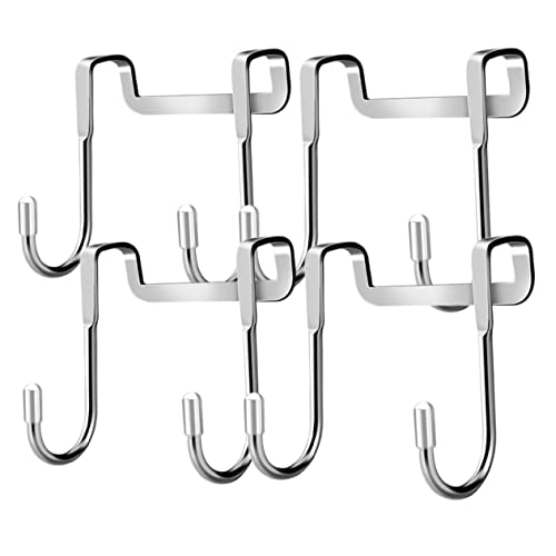 Holibanna 4Pcs Stainless Steel Over the Door Hooks S-Shaped Double Hooks for Kitchen Cabinet Bathroom Towel Organizer 2.95X2.55 Inches