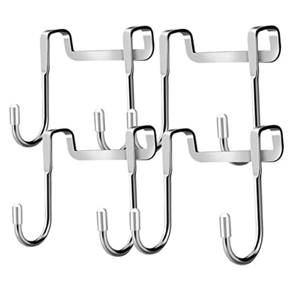 Holibanna 4Pcs Stainless Steel Over the Door Hooks S-Shaped Double Hooks for Kitchen Cabinet Bathroom Towel Organizer 2.95X2.55 Inches