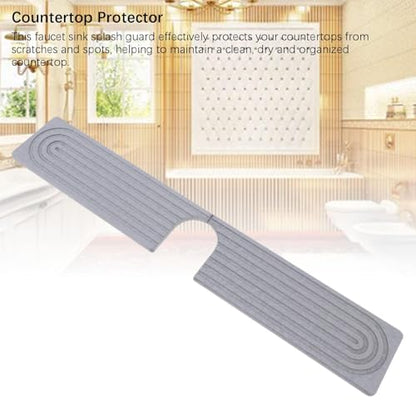 Quick Dry Porous Diatomite Faucet Mat for Kitchen Bathroom Countertop Protector with Non-Slip Feet, 23.6x3.9 Inches (Dark Grey) - color: Dark Grey
