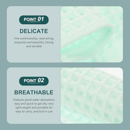 jojofuny 3pcs Green Waffle Weave Cotton Towels Large Highly Absorbent Quick-Dry Hand Face Bath Towels for Adults