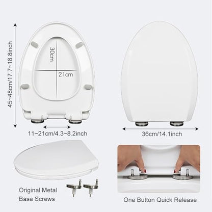 Soft Close White Elongated Toilet Seat - Quiet Slam PP Cover with Quick Release Hinge, Easy to Install & Clean, Scratch Resistant Design - size: V Shape