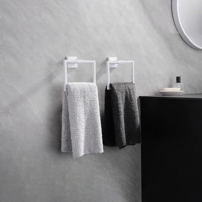 GERZWY Bathroom Towel Ring Stainless Steel Hand Towel Holder for Bath Kitchen Wall Mounted, White - color: White