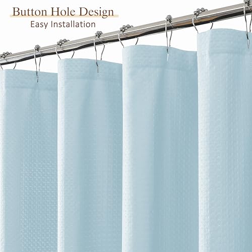 Aiyufeng Ice Blue Shower Curtains for Bathroom，Dot Like Embossed Textured Waterproof Soft Polyester Cloth Shower Curtain，Hotel Spa Machine Washable，72Wx72L - color: Ice Blue, size: 72"W x 72"L (Pack of 1)