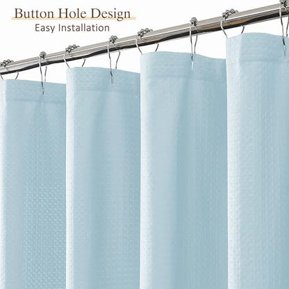 Aiyufeng Ice Blue Shower Curtains for Bathroom，Dot Like Embossed Textured Waterproof Soft Polyester Cloth Shower Curtain，Hotel Spa Machine Washable，72Wx72L - color: Ice Blue, size: 72"W x 72"L (Pack of 1)