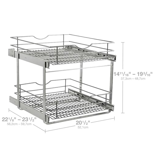 2 Tier Pull Out Cabinet Organizer,(20½"W x 22" D) Soft Close Slide Out Drawer For Kitchen Base Cabinet, Individual Pull Out Shelf, Roll Out Pantry Organization, 22 Inch Deep - size: 2 Tier(20½"W x 22"D)