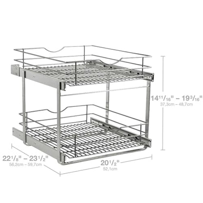 2 Tier Pull Out Cabinet Organizer,(20½"W x 22" D) Soft Close Slide Out Drawer For Kitchen Base Cabinet, Individual Pull Out Shelf, Roll Out Pantry Organization, 22 Inch Deep - size: 2 Tier(20½"W x 22"D)