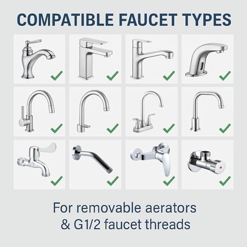 Faucet Adapter with Aerator, Sink Faucet to Garden Hose Connector | Chrome Brass Fits G1/2" Female, 55/64" Female, and 15/16" Male, Connects to 3/4" GHT Garden Hose, with Washers and PTFE Tape