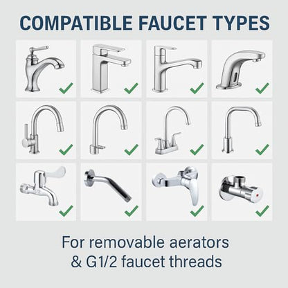 Faucet Adapter with Aerator, Sink Faucet to Garden Hose Connector | Chrome Brass Fits G1/2" Female, 55/64" Female, and 15/16" Male, Connects to 3/4" GHT Garden Hose, with Washers and PTFE Tape