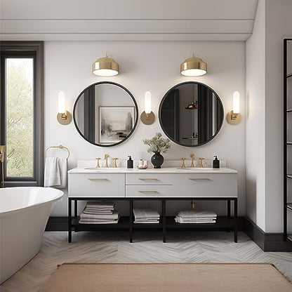 G-LEAF Black Round Mirror 32 inch Circle Mirror for Bathroom Vanity, Entryway, Living Room, Round Bathroom Mirror for Wall