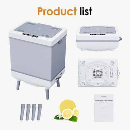 Labiim [Truly Upgrade Foldable] Luxury Towel Warmer, 35L Extra Large Towel Warmer Bucket Fits 4 Oversized 40"x70"Towels, Fast Heat Portable Blanket Heater for Bathroom Spa PJs &More, Pear White