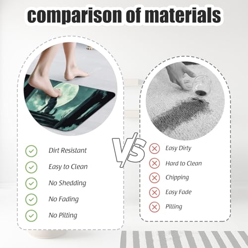 Bathroom Runner Mat Rugs Long,Dark Wolf Moon Illustration Diatomite Stone Bath Mat Large Absorbent Diatomaceous Earth Mat Non Slip Fast Dry Shower Mat Bathroom Rugs Floor Mat 16x42in - color: Design11